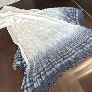 Unique Cream and Silver Ombre Wool Blend Scarf by Zazou Luxe